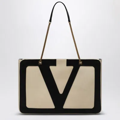 Valentino Garavani Large Viva Superstar Bag In Butter In White