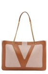 Valentino Garavani Large Viva Superstar Canvas Tote In 9qr Natural Tobacco/spice