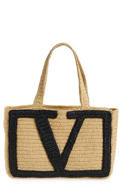 Valentino Garavani Large Viva Superstar Raffia Tote In Multi