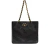 Valentino Garavani  Garavani Laseine Shopping Bag In Nappa Leather With A Chevron Pattern W In Black