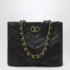 Valentino Garavani  Garavani Laseine Shopping Bag In Nappa Leather With A Chevron Pattern W In Black