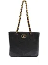Valentino Garavani  Garavani Laseine Shopping Bag In Nappa Leather With A Chevron Pattern W In Black