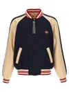 Valentino Sporty Bomber Jacket With Embroidered Details In Blue