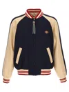 Valentino Sporty Bomber Jacket With Embroidered Details In Blue