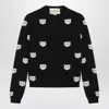 Valentino Garavani Le Chat De La Maison Intarsia Cardigan In Black