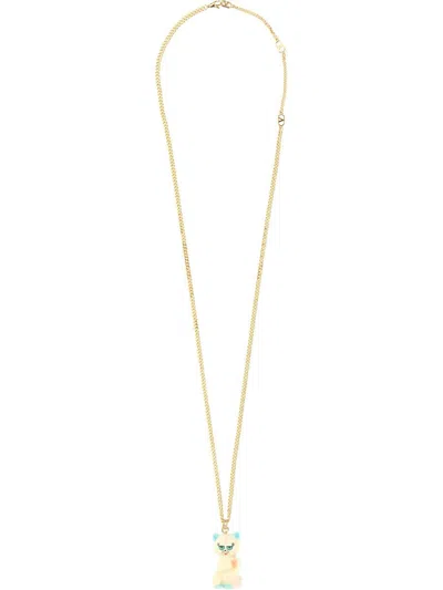 Valentino Garavani Multicolor Nylon And Metal Le Chat De La Maison Necklace In Gold