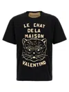 Valentino Garavani T-shirt With Le Chat De La Maison Print In Black
