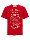 Valentino Garavani T-shirt With Le Chat De La Maison Print In Red