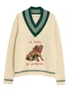 Valentino Butter-coloured Sweater With Le Chien De La Maison Embroidery In Neutral