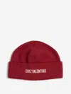 Valentino Cotton And Wool Beanie With Folded Cuff In Red