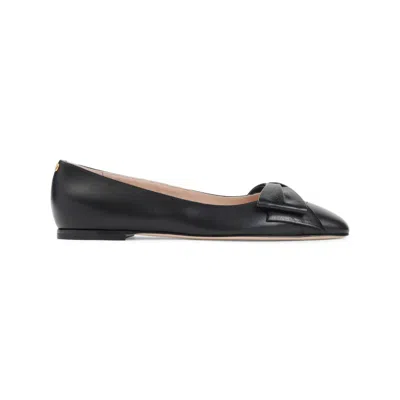 Valentino Garavani Leather Ballerinas With Low Heel In Black