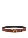 Valentino Leather Belt With Adjustable Length And Reversible In Brown
