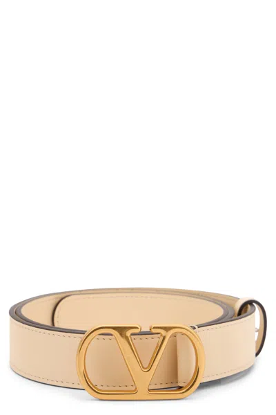 Valentino Garavani Leather Belt With Logo In Pattern