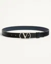 Valentino Garavani Vlogo Signature Belt In Shiny Calfskin 30 Mm In Black