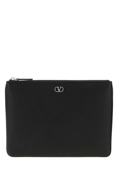 Valentino Garavani Leather Card Case In Black