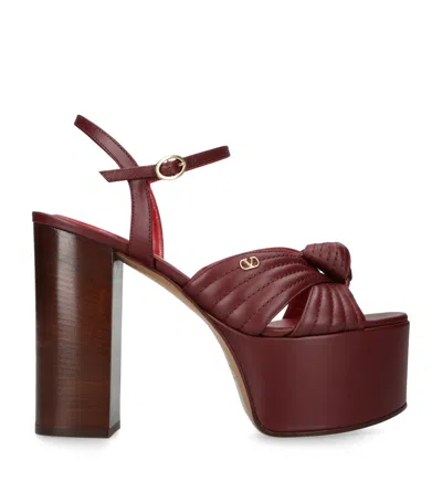 Valentino Garavani Crasher 125 Knotted Leather Platform Sandals In Red