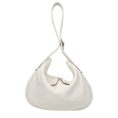 Valentino Garavani Leather Crescent Shoulder Bag In Beige