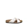 Valentino Velluto Leather Crisscross Buckle Sandals In White