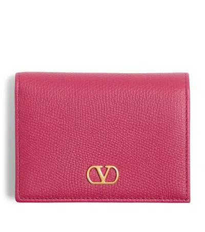 Valentino Garavani Leather French Flap Wallet In Burgundy
