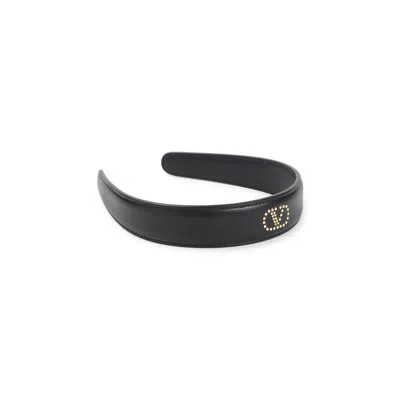 Valentino Garavani Leather Hair Band Mini-studs In Black