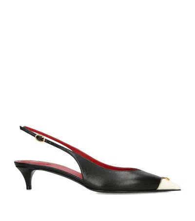 Valentino Garavani Leather Heartip Slingback Pumps 35 In Black