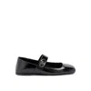 Valentino Garavani Vlogo Locker Mary-jane Ballerina In Eel With Flower Application Woman Black 37.5
