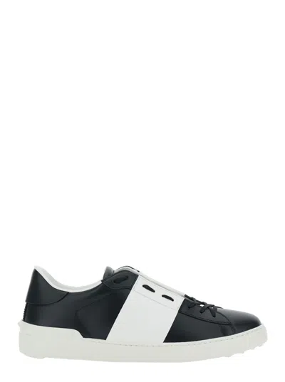 Valentino Garavani Leather Low-top Sneaker With Logo Patch Tongue And Rockstud Side Detail For Men In Multi
