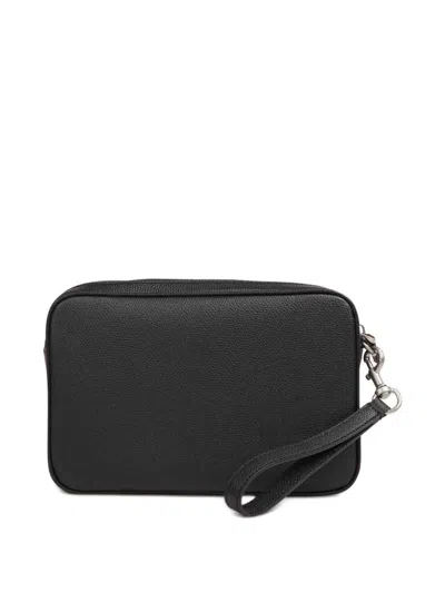 Valentino Garavani Leather Pouch With Logo In Black