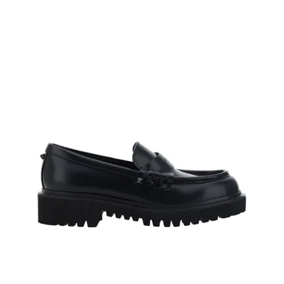 Valentino Garavani Garavani Leather Rockstud Loafers In Black