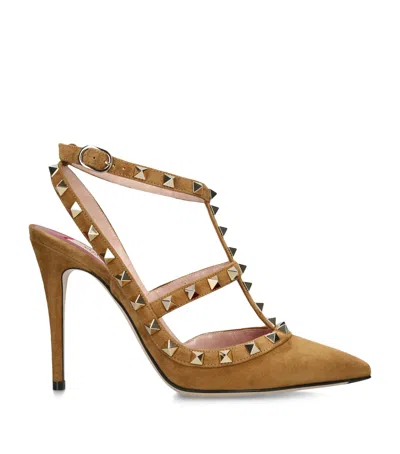 Valentino Garavani Leather Rockstud Pumps 100 In Beige