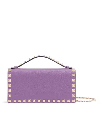 Valentino Garavani Leather Rockstud Wallet In Purple