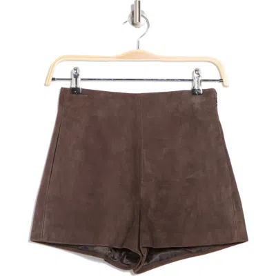 Valentino Garavani Leather Shorts In Dark Brown