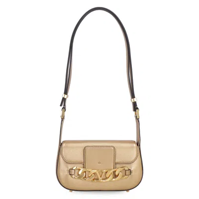Valentino Garavani Leather Shoulder Bag In Gold