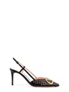 Valentino Leather Slingback Pointed Toe Pumps In Blue