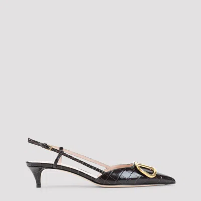 Valentino Garavani Leather Slingback Mules With 4cm Heel In Brown