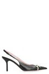 Valentino Garavani Leather Slingback With Patent Leather Toe In Black