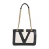 Valentino Garavani Leather Tote With Chain Handles In Black