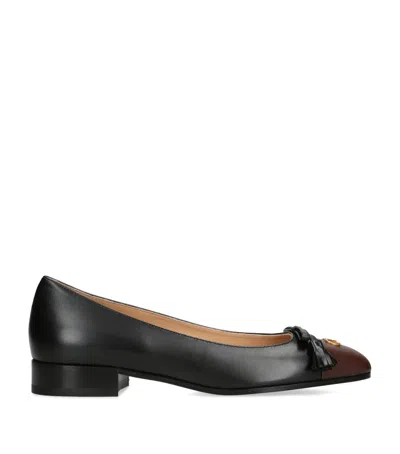 Valentino Garavani Leather Valet Du Roi Ballet Flats In Black