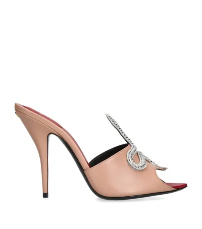 Valentino Garavani Leather Vipere Coeur Heeled Mules 105 In Multi