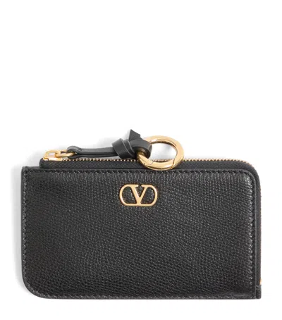 Valentino Garavani Leather Vlogo Card Holder In Black