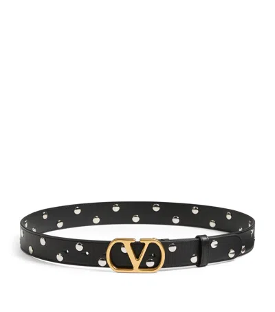 Valentino Garavani Leather Vlogo Signature Belt In Black