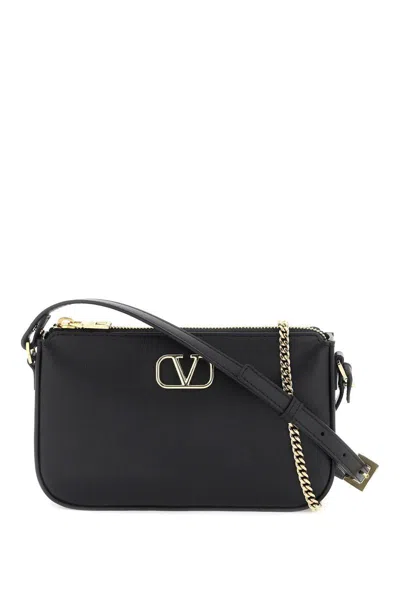 Valentino Garavani Leather Vlogo Signature Crossbody Bag In Black