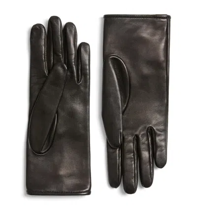 Valentino Garavani Leather Vlogo Signature Gloves In Black