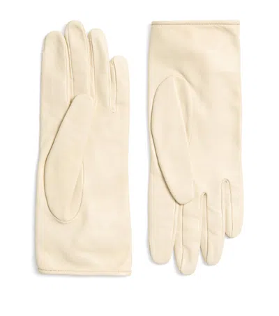 Valentino Garavani Leather Vlogo Signature Gloves In White