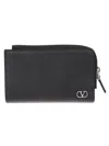 Valentino Garavani Leather Wallet With Logo In Black