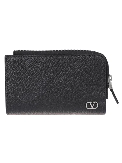 Valentino Garavani Leather Wallet With Logo In Black