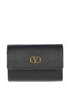 Valentino Garavani Leather Wallet With Logo Plaque In Black