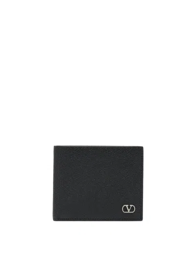 Valentino Garavani Leather Wallet With Vlogo In Black