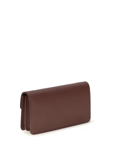 Valentino Garavani Leather-covered Vlogo Wallet In Brown