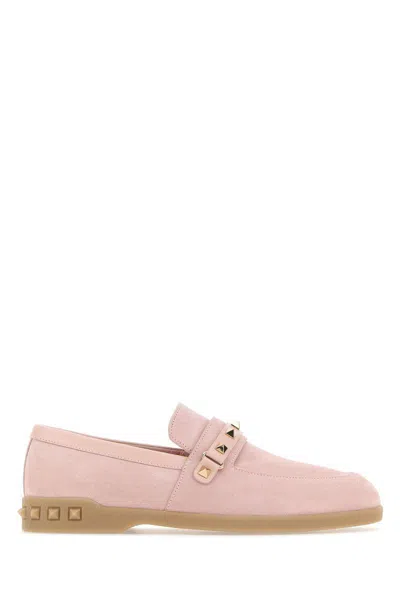 Valentino Garavani Leisure Flows Leather Loafers In Pink